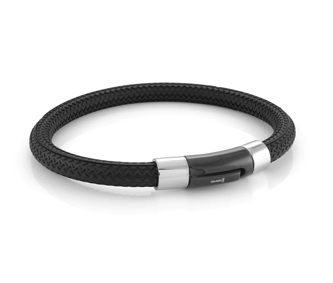 BRACELET EN CAOUTCHOUC À MOTIF PNEU AVEC FERMOIR EN ACIER - IG SBR11/7.5 - ITALGEM BRACELET EN CAOUTCHOUC À MOTIF PNEU AVEC FERMOIR EN ACIER - IG SBR11/7.5 - ITALGEM