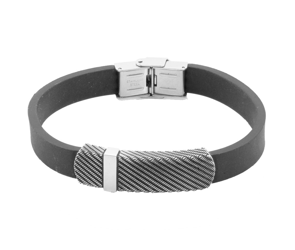 BRACELET ACIER/PVD NOIR SILICONE 8.5 - PJ T1XA870185 - STEELX BRACELET ACIER/PVD NOIR SILICONE 8.5 - PJ T1XA870185 - STEELX