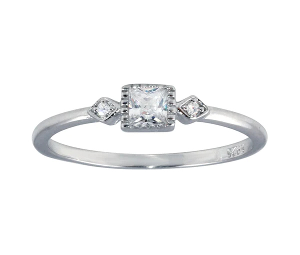 DÉLICATE BAGUE EN ARGENT RHODIÉ SERTIE DE CUBIQUES ZIRCONIAS - SP BGR01299/5 - BIJOUX D'IMPORTATION