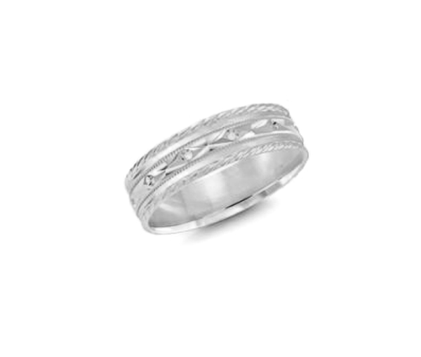 JONC EN OR 10K AVEC MOTIF CORDE ET TAILLE DIAMANT - ML LCF359W10 - MALO 