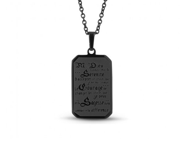 PENDENTIF PRIÈRE DE SÉRINITÉ EN ACIER SUR CHAINE - AZ SSP106BK - AREZZO