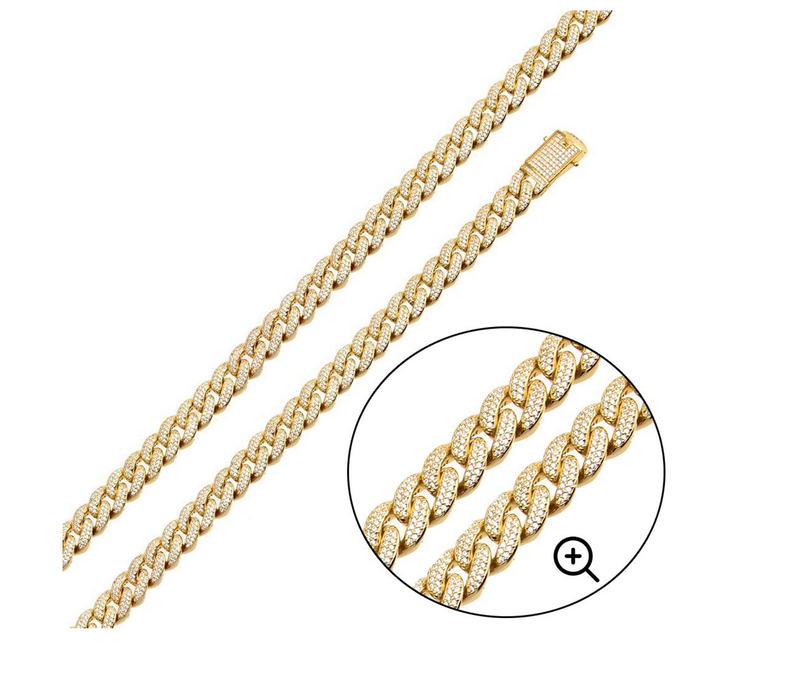 CHAINE EN ARGENT RHODIÉ SERTI DE CUBIQUES ZIRCONIAS - SP GMN00176GP - BIJOUX D'IMPORTATION