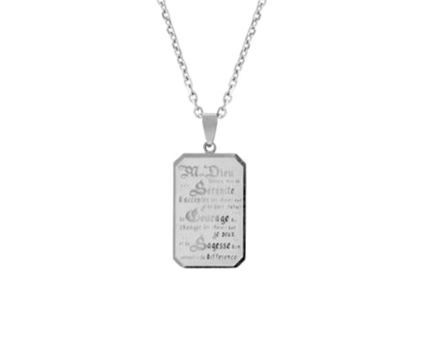 PENDENTIF PRIÈRE DE SÉRINITÉ EN ACIER SUR CHAINE - AZ SSP106W - AREZZO