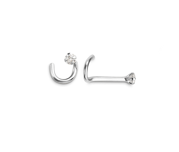 BOUCLE NEZ 14K TIGE COURBÉE 0,03 DIAM - SY 7044W 03 - BIJOUX D'IMPORTATION