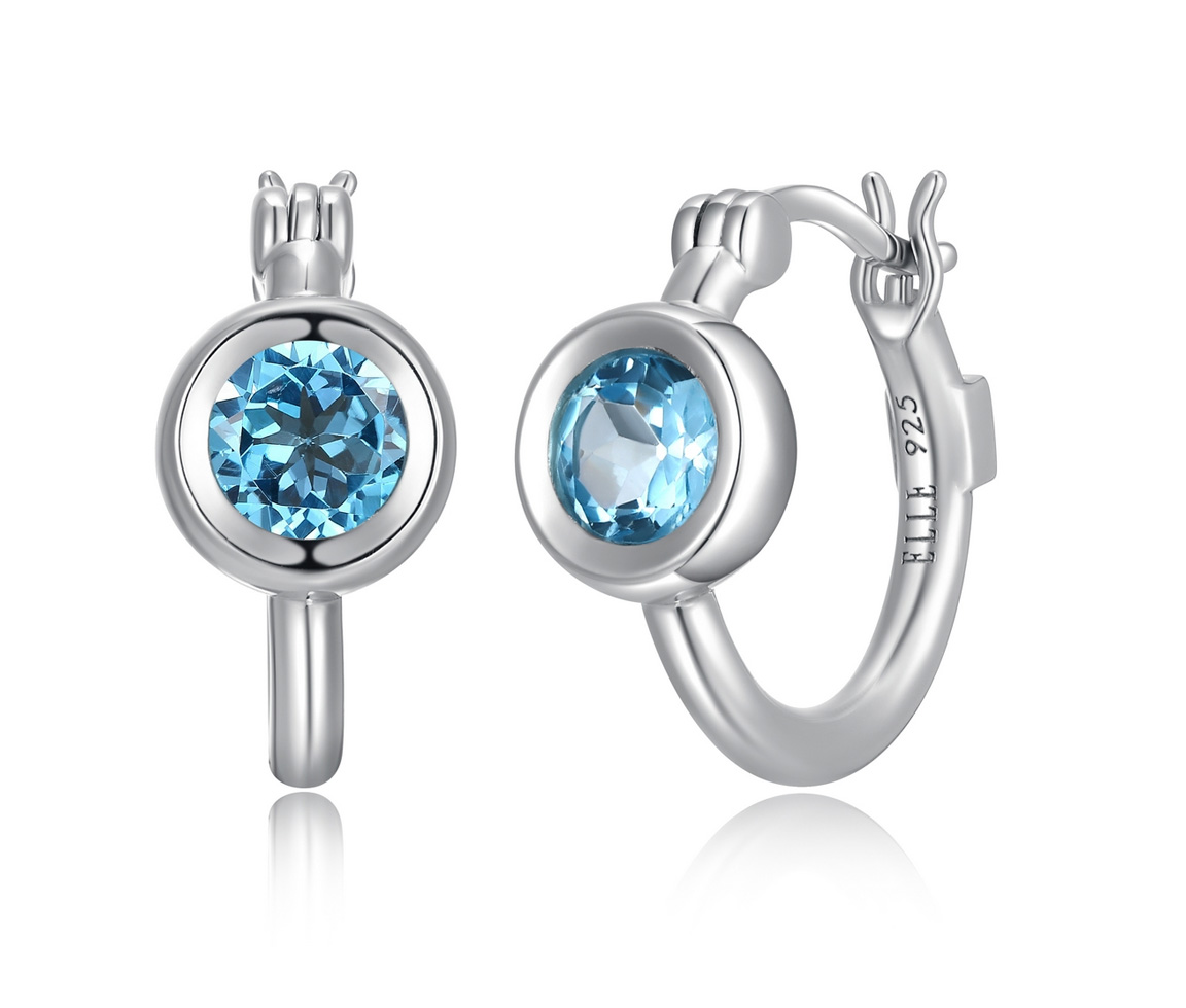 BOUCLES ELLE AVEC TOPAZES BLEUS - PJ R2LCPB120J - ELLE