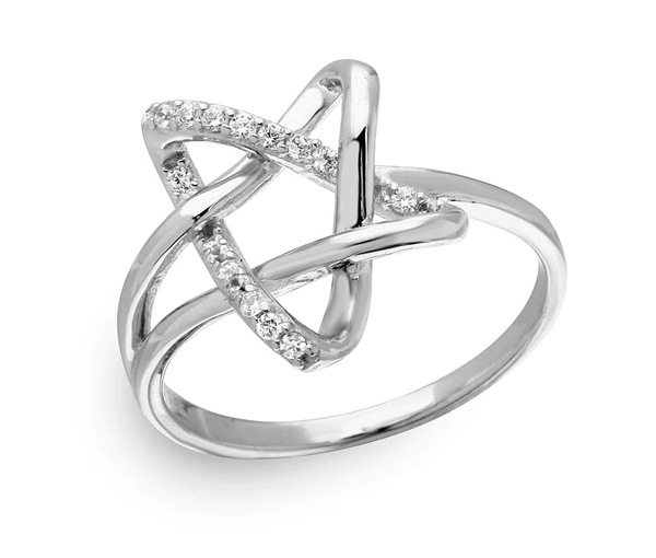 BAGUE ÉTOILE AJOURÉE EN ARGENT RHODIÉ SERTIE DE CUBIQUES ZIRCONIAS - SP GMR00136/6 - BIJOUX D'IMPORTATION