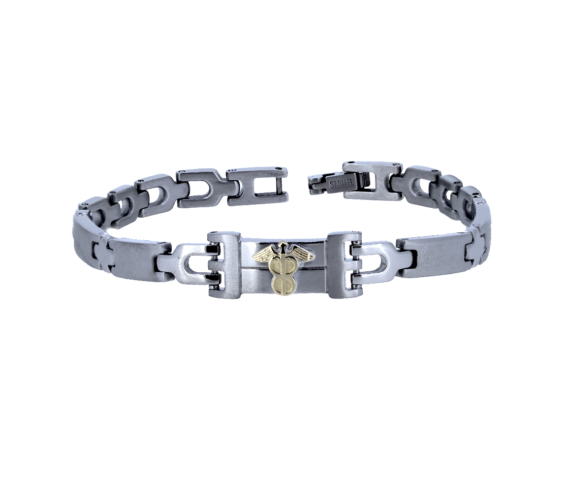 BRACELET MÉDICAL EN ACIER ET OR JAUNE - WB BMD43R - FAIT AU CANADA