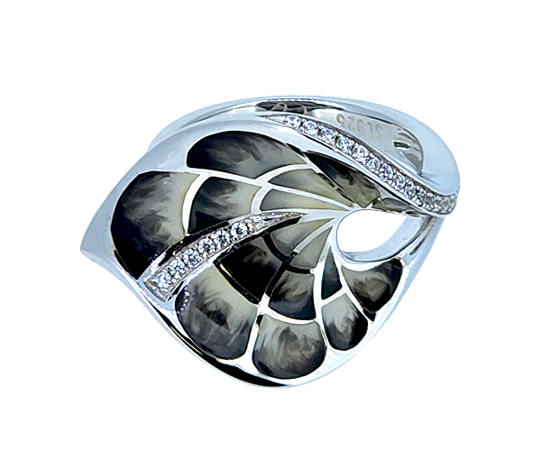 BAGUE EN ARGENT RHODIÉ ET RÉSINE - SJ RES08/6 - BIJOUTERIE SUISSE INC.