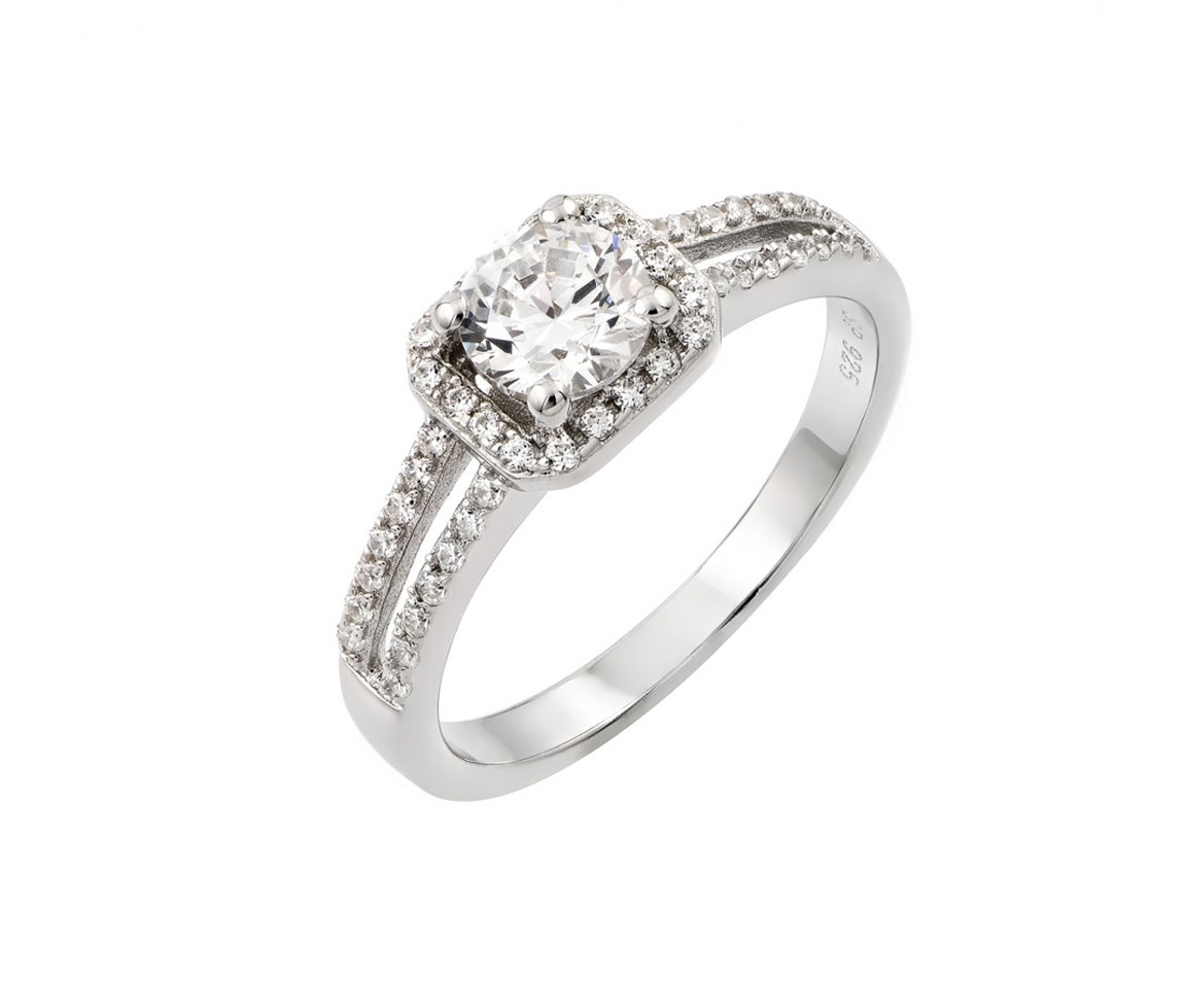 BAGUE EN ARGENT RHODIÉ SERTIE DE CUBIQUES ZIRCONIAS - SP STR00936 - BIJOUX D'IMPORTATION