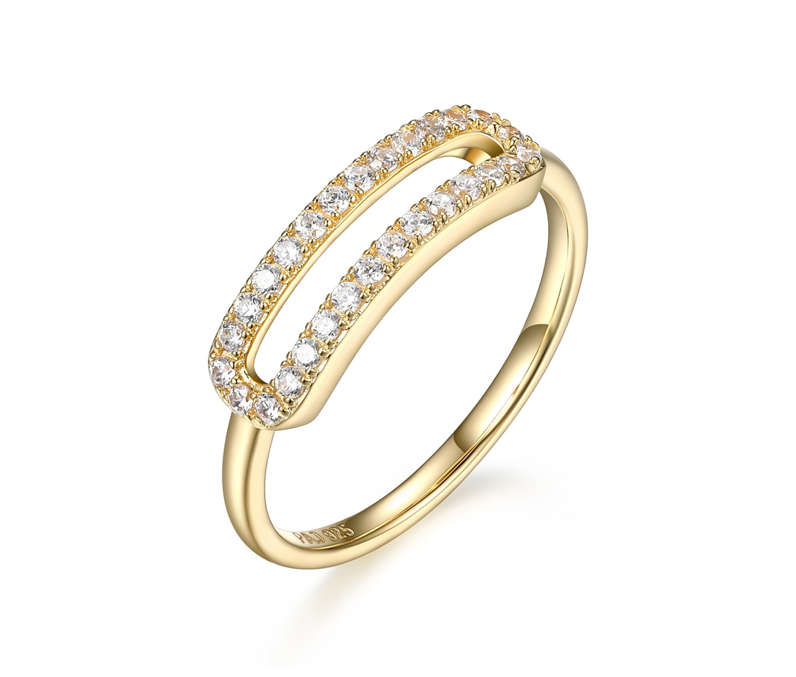 BAGUE EN ARGENT/PVD OR SERTIE DE CUBIQUES ZIRCONIAS - PJ 34APQW00 - REIGN
